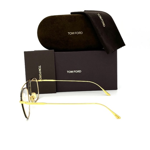 Tom Ford FT5691-B 030 Shiny Gold / Blue Block 52mm Eyeglasses TF5691-B - Picture 4 of 5